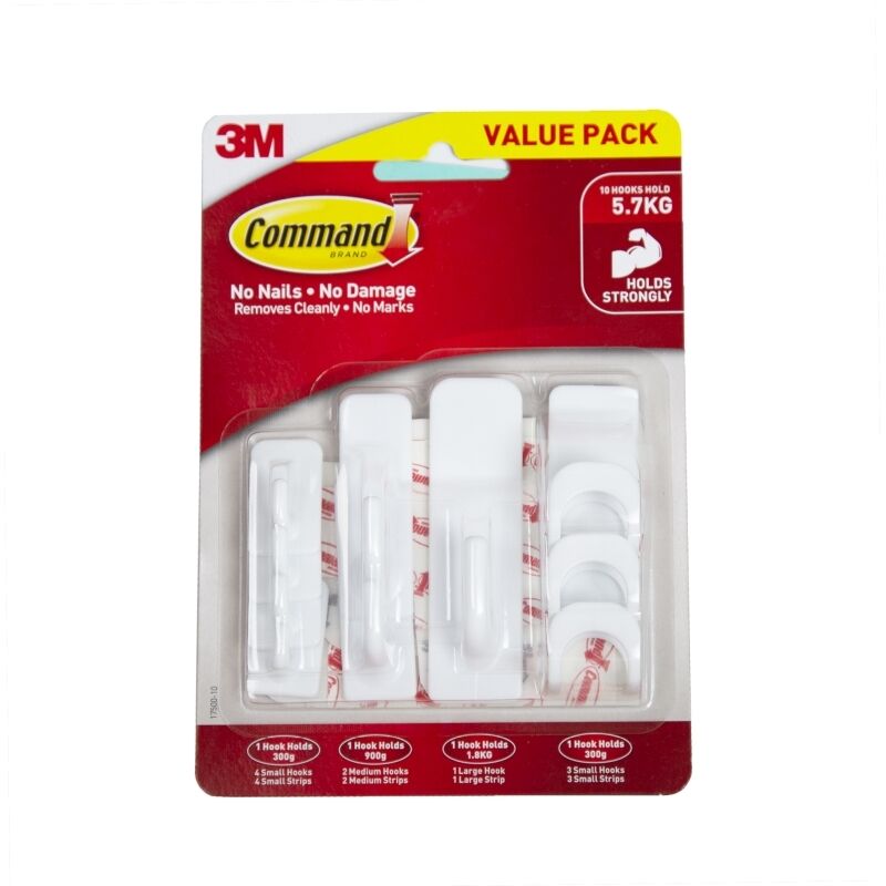 Command Hooks Basic Mix Value Pack - 10 Damage-Free Removable Hooks Command