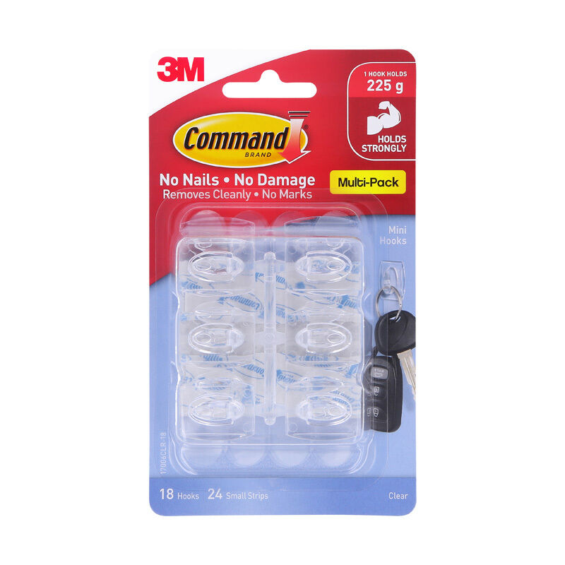 Command Clear Damage-Free Hooks - 6-Pack (Box of 6) Command