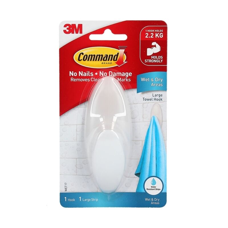 Command Large Wet & Dry Towel Hooks - Damage-Free (4-Pack) Command