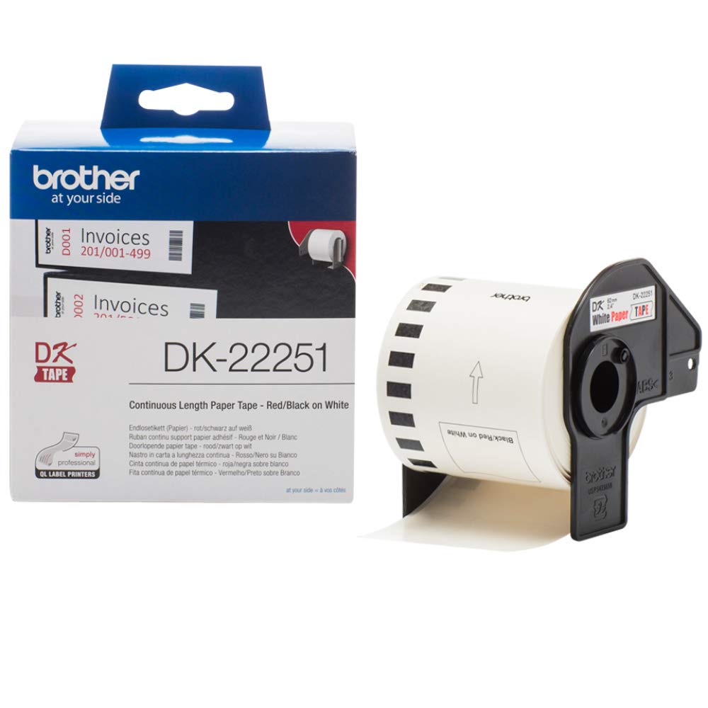 Brother DK-22251 Black/Red Continuous Paper Roll 62mm x 15.24m