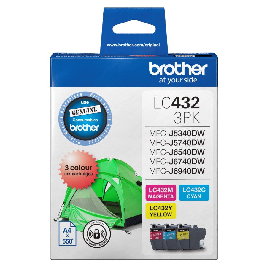Brother LC432 Colour Ink Value Pack (Cyan, Magenta, Yellow) 