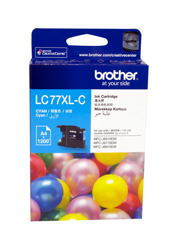 Brother LC-77XL Cyan Ink Cartridge - High Yield