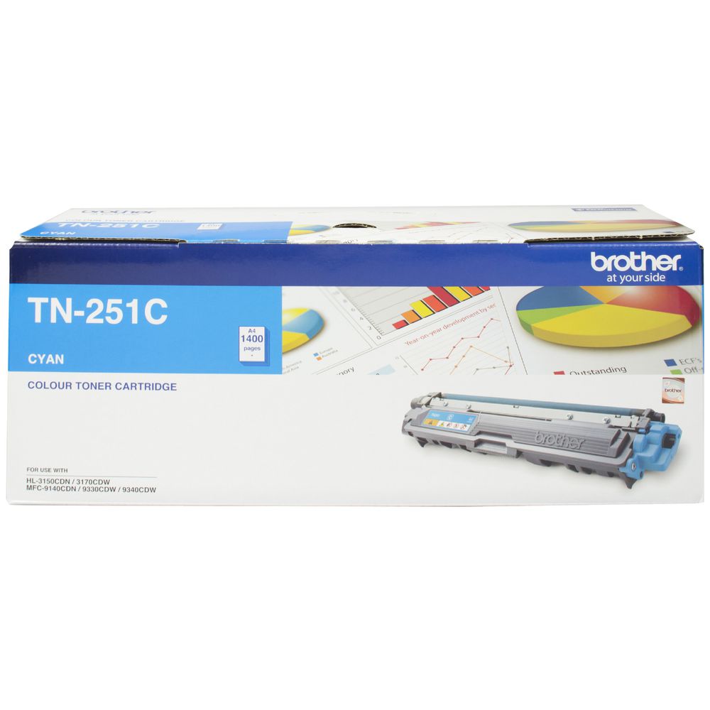 Brother TN-251C CYAN TONER CARTRIDGE TO SUIT HL-3150CDN/3170CDW/MFC-9140CDN/9330CDW/9335CDW/9340CDW - TN-251C