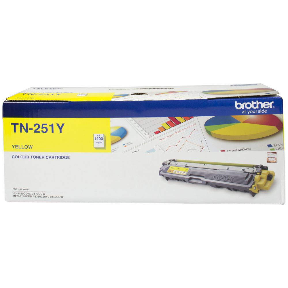 Brother TN-251 Yellow Toner Cartridge, 1400 Page Yield