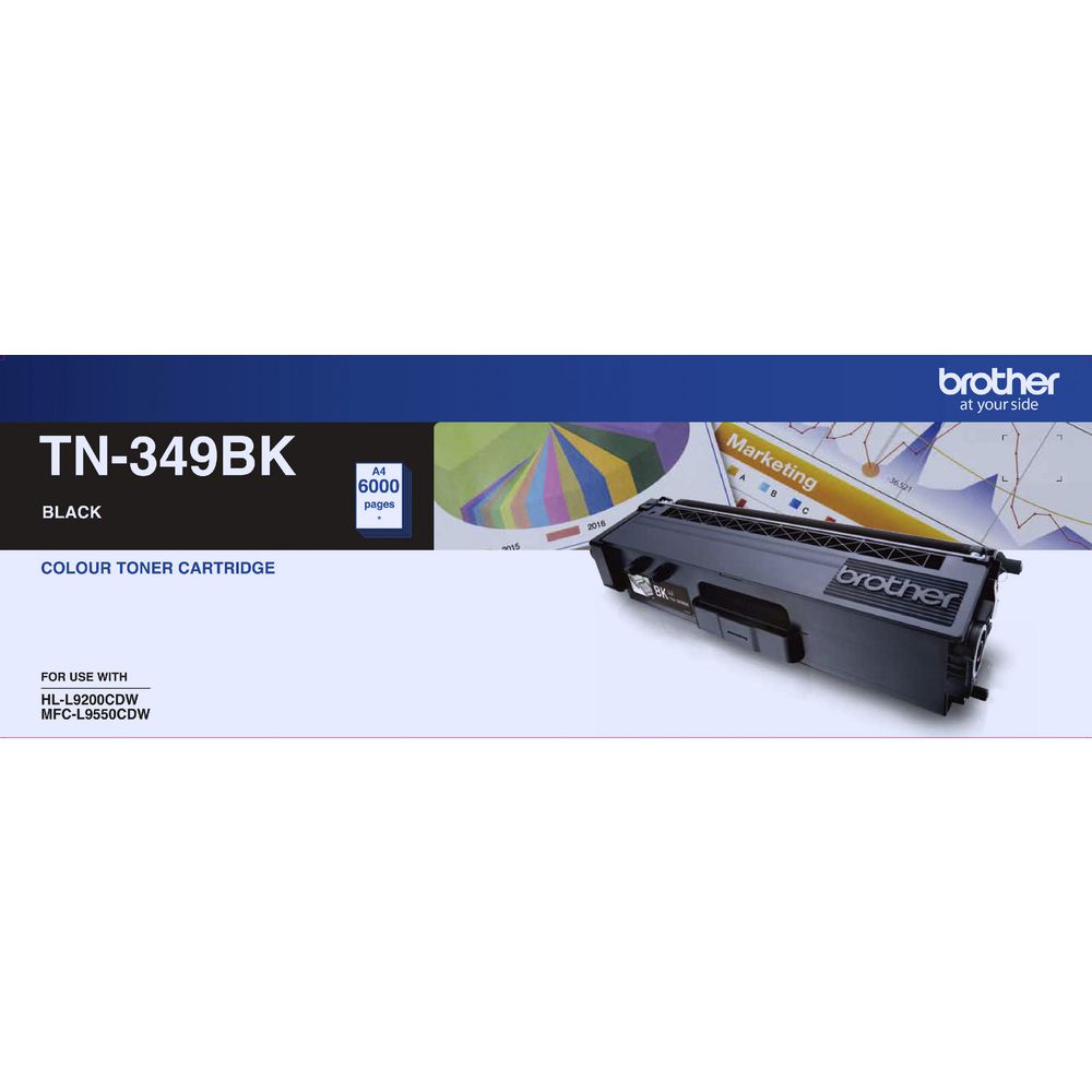 Brother TN-349BK Super High Yield Black Toner- HL-L9200CDW MFC-L9550CDW - 6000Pages - TN-349BK
