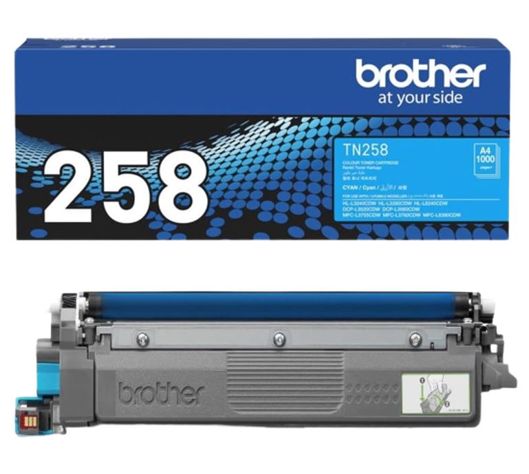 Brother TN-258C Cyan Toner Cartridge | Original | 1000 Pages