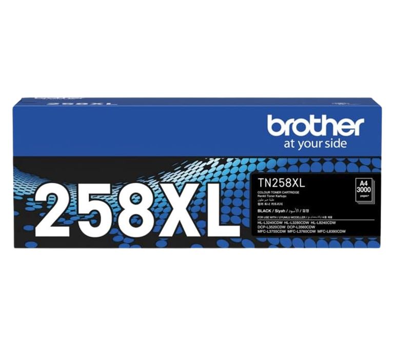 Genuine Brother TN-258XLBK Black High Yield Toner - 3000 Pages