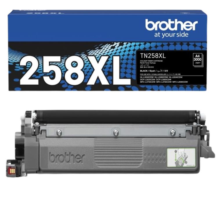 Genuine Brother TN-258XLBK Black High Yield Toner - 3000 Pages