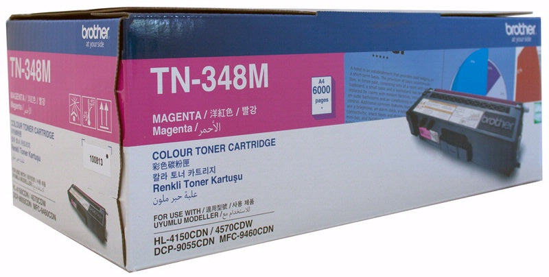 Brother TN-348 Magenta High Yield Toner Cartridge, 6,000 Pages