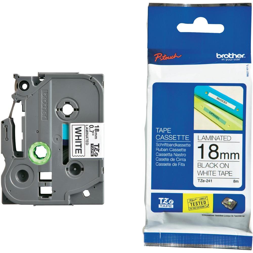 Brother 18mm Black on White TZE Tape TZE-241 - TZE-241