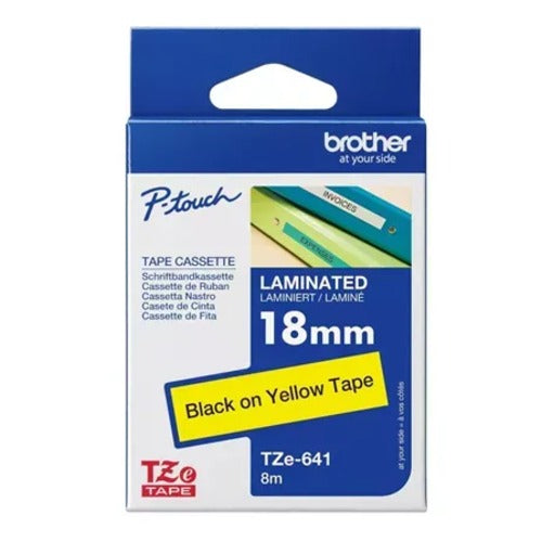 Brother 18mm Black on Yellow TZE Tape TZE-641