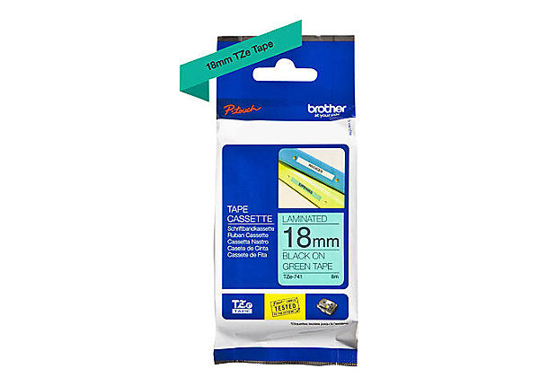 Brother 18mm Black on Green P-touch Label Tape Brother