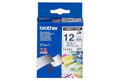 Brother 12mm Blue on White Fabric Iron-On TZe Label Tape Brother