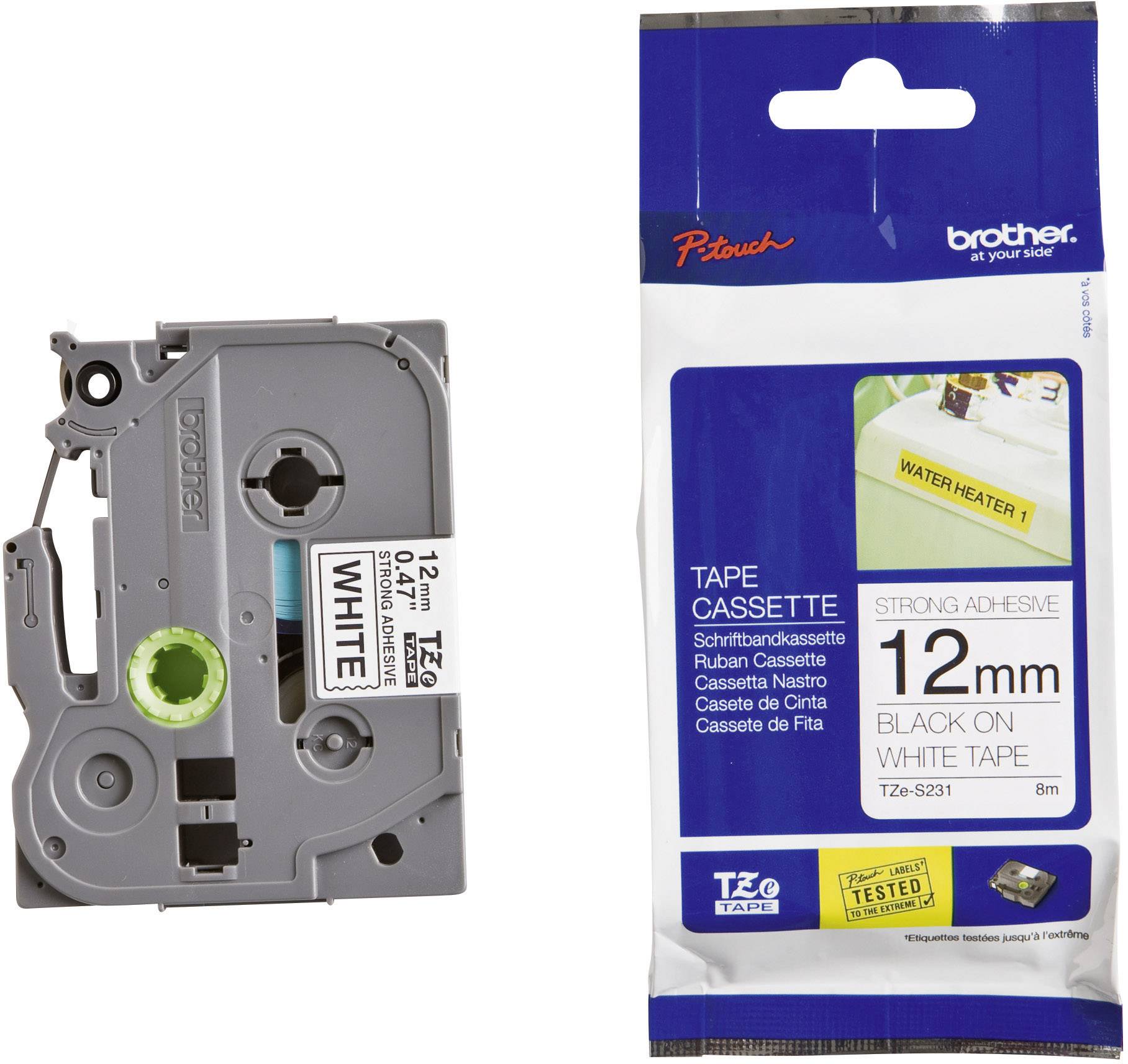 Brother 12mm Black on White Strong TZE Label Tape Brother
