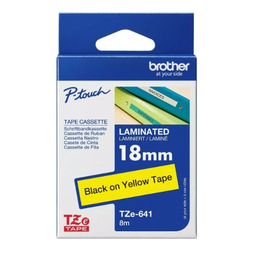 Brother TZE-FX641 - 18MM BLACK ON YELLOW FLEXIBLE TZ TAPE