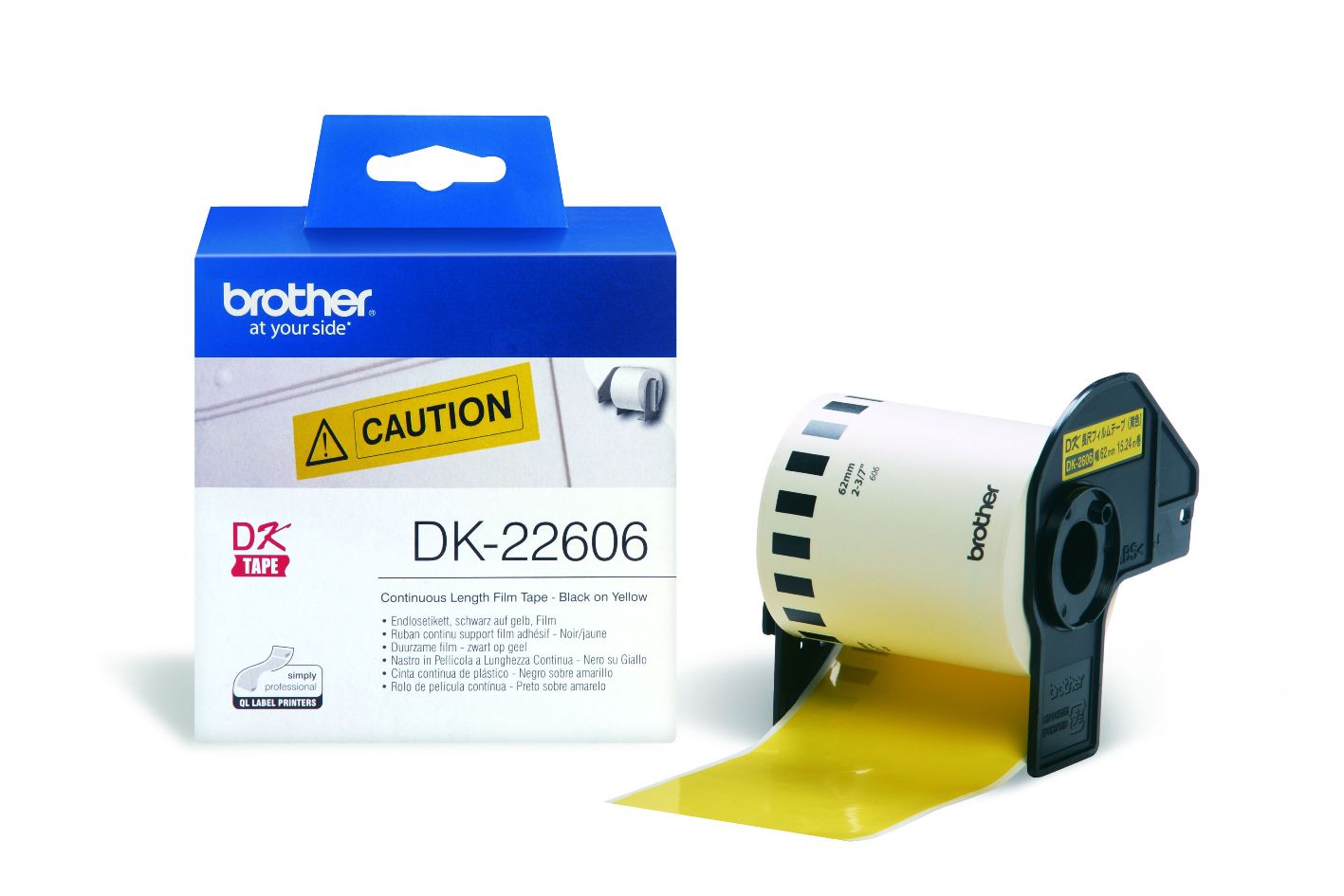 Brother QL Yellow Continuous Label Roll - 62mm x 15.24m