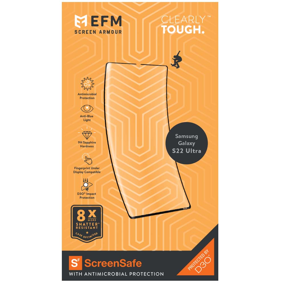 EFM ScreenSafe D3O Film Screen Protector for Samsung S22 Ultra - Clear