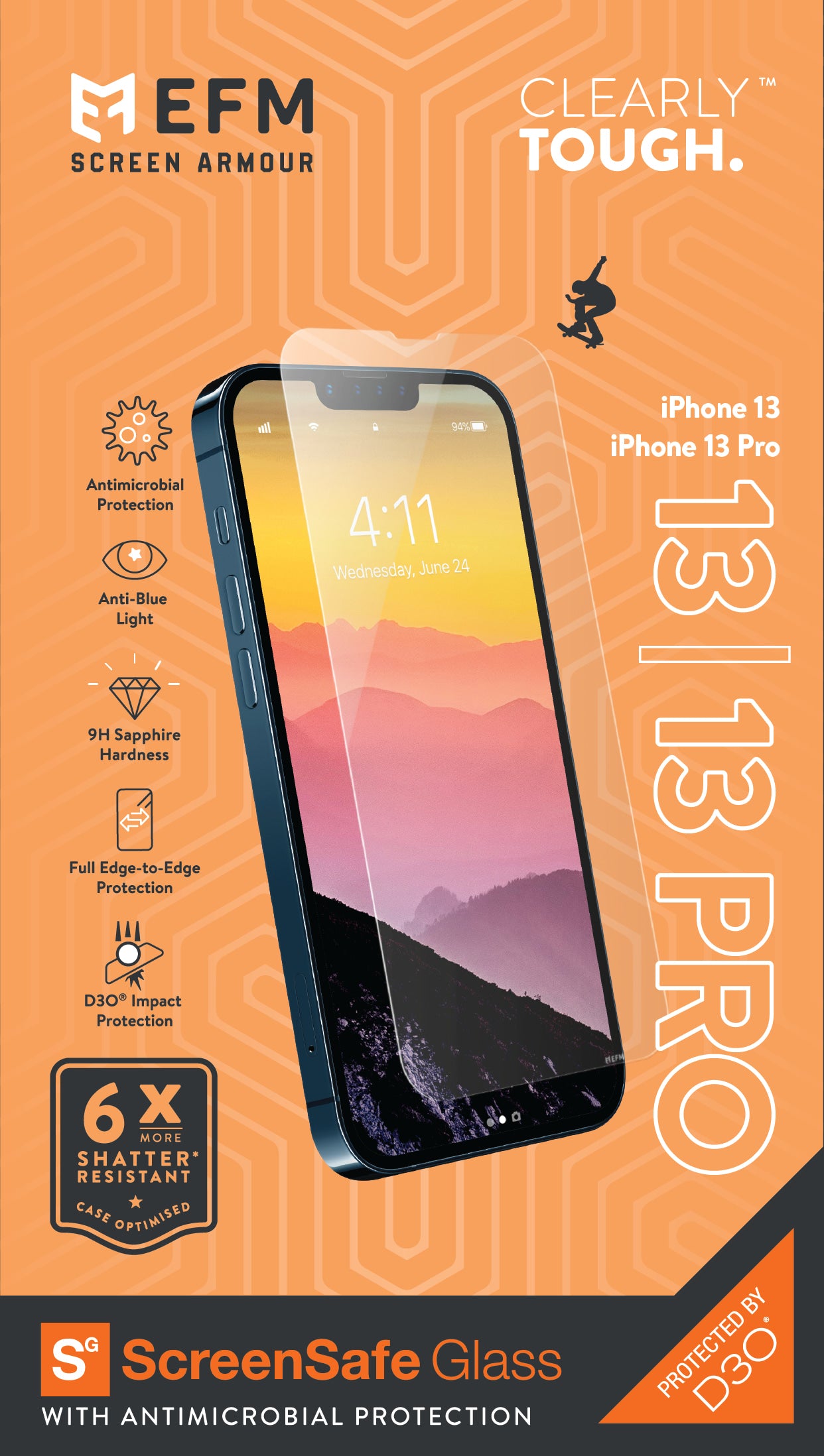 EFM ScreenSafe D3O Glass Screen Protector - Impact & Scratch Protection EFM