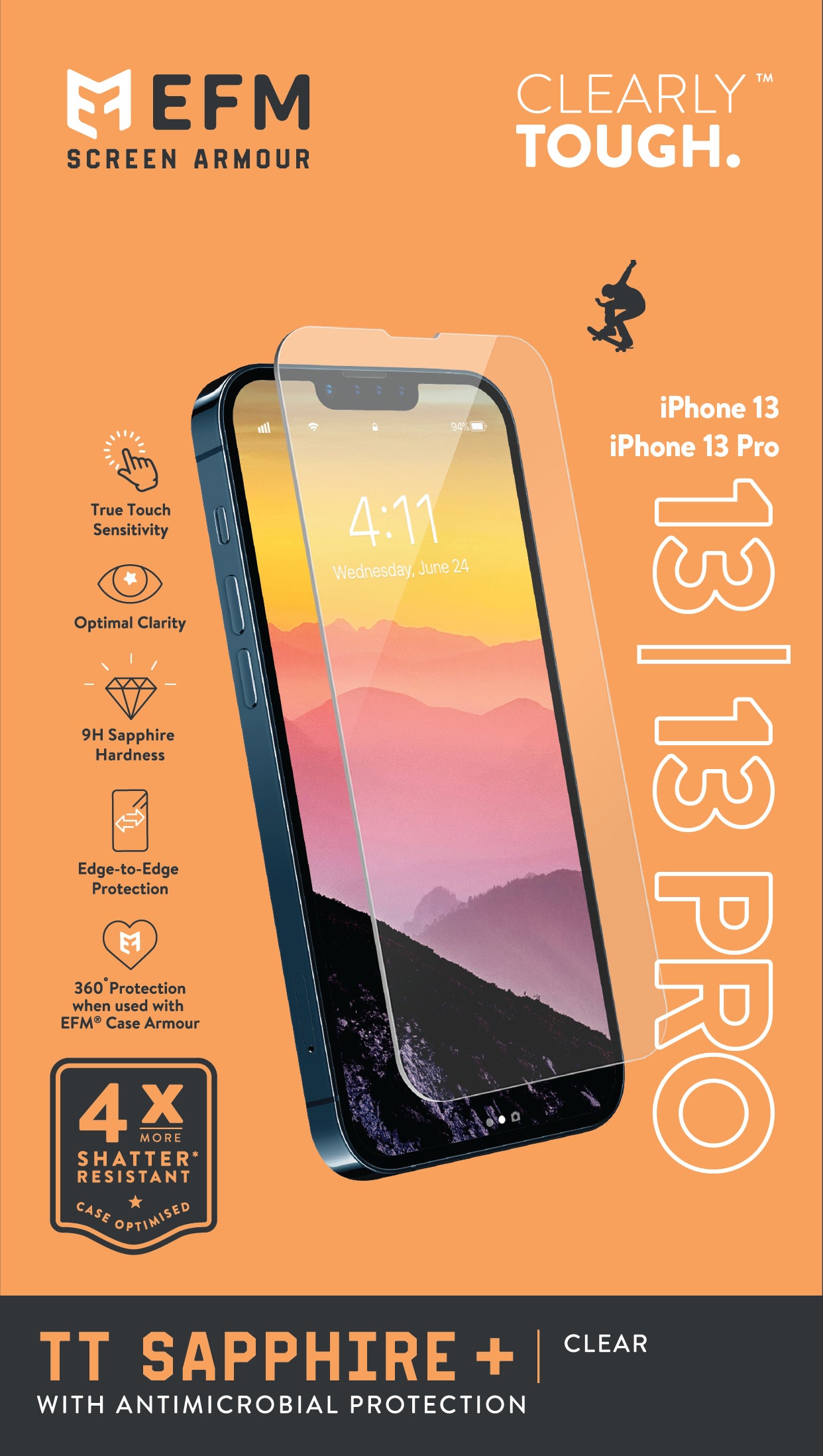EFM True Touch Sapphire+ Screen Protector | 9H Scratch Resistant EFM