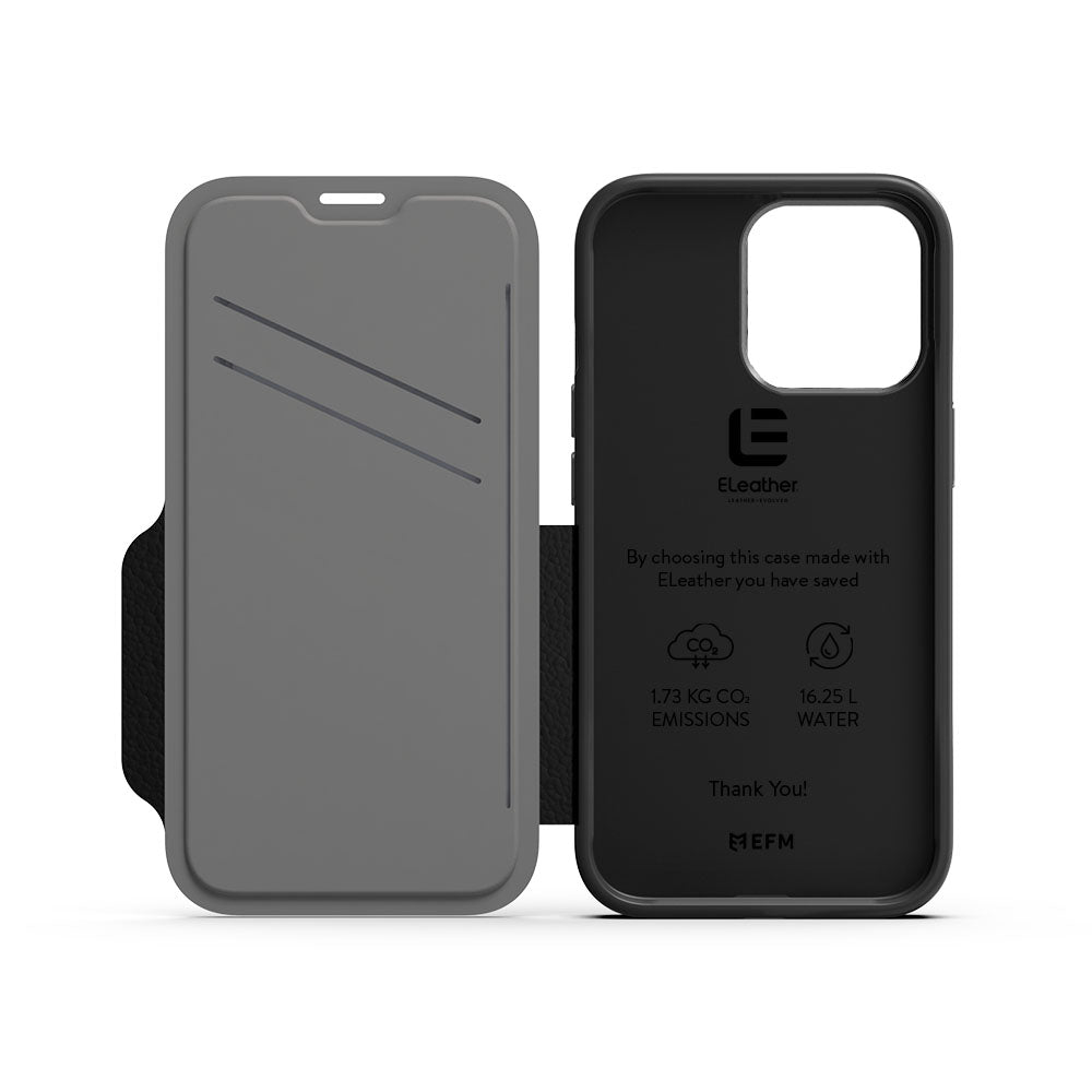 EFM Monaco iPhone 13 Pro Leather Wallet Case | D3O Protection