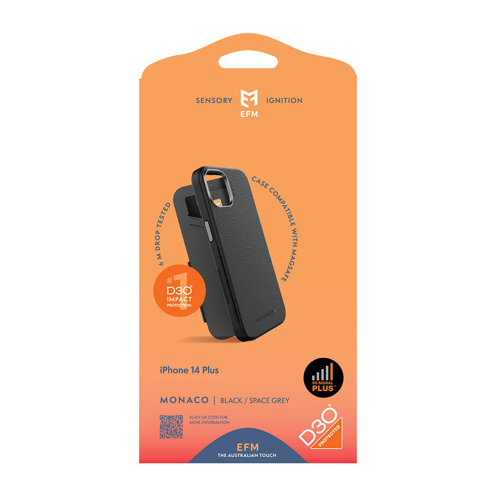 EFM Monaco D3O Leather Case for iPhone 14 Plus - Signal Plus Protection