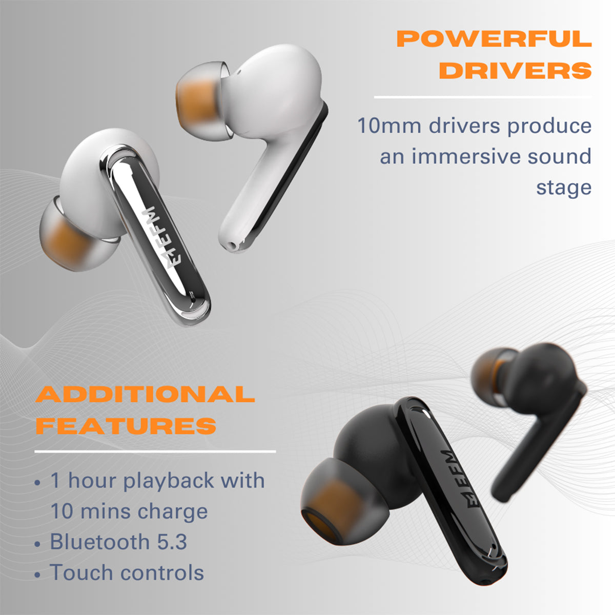 EFM New Orleans ANC White TWS Earbuds