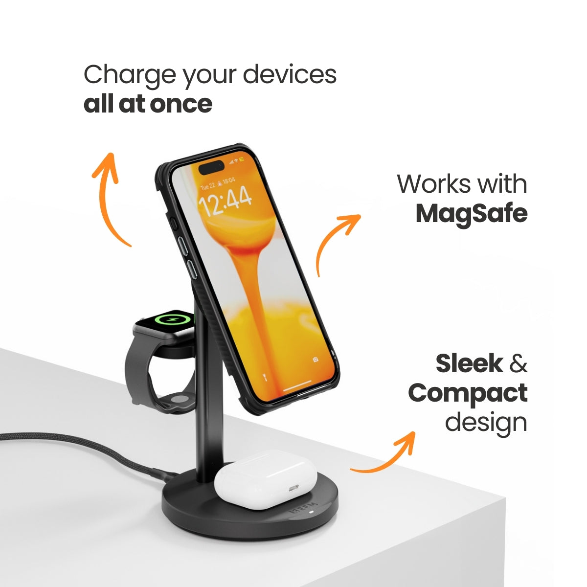 EFM FLUX 3-in-1 Wireless Charger with 20W Wall Adapter