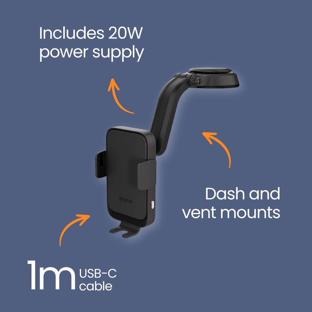 EFM Dual-Coil Wireless Car Charger Phone Holder EFM