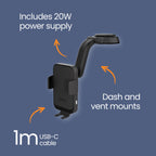EFM Dual-Coil Wireless Car Charger Phone Holder EFM