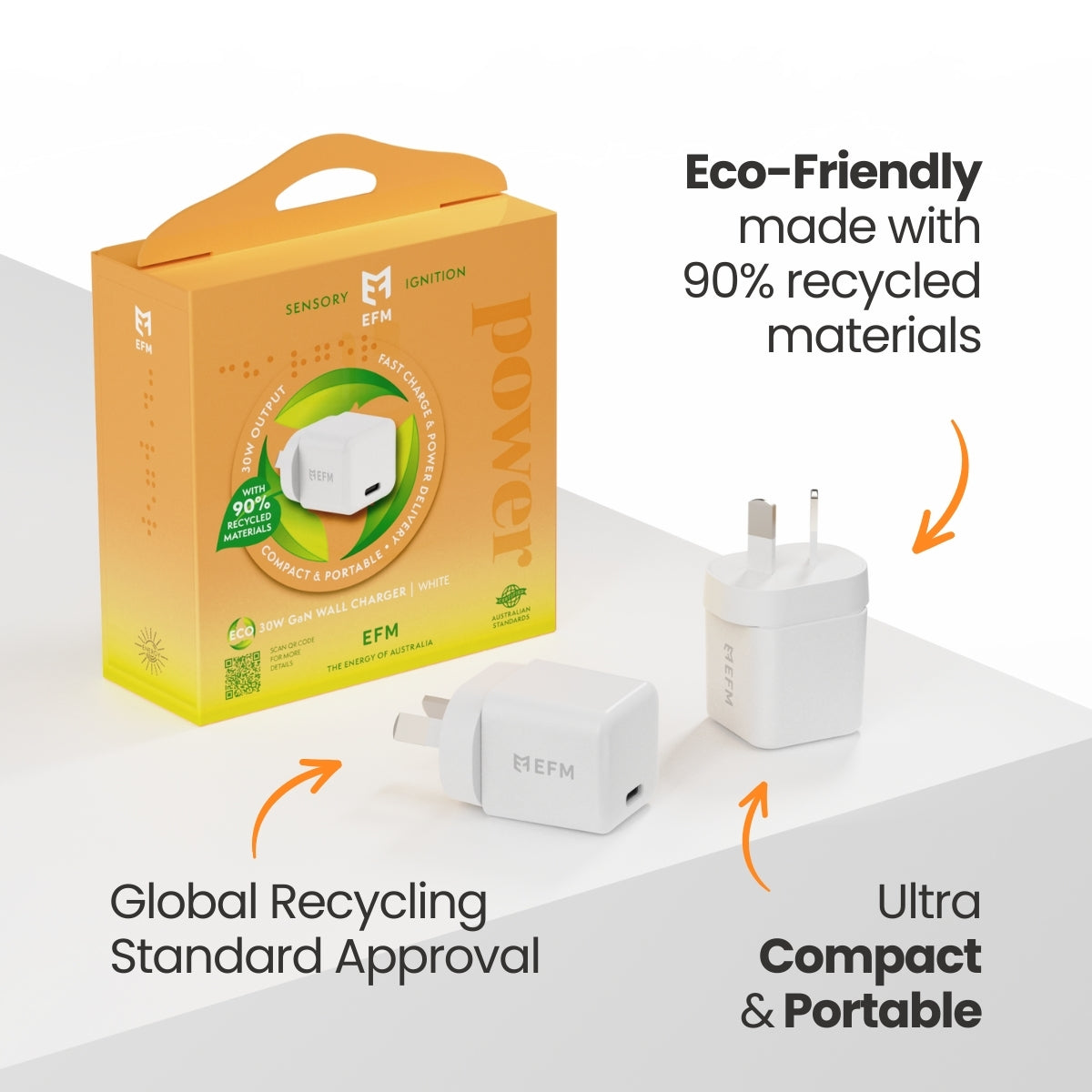 EFM ECO 20W Fast Wall Charger - Eco-Friendly & Efficient Power EFM