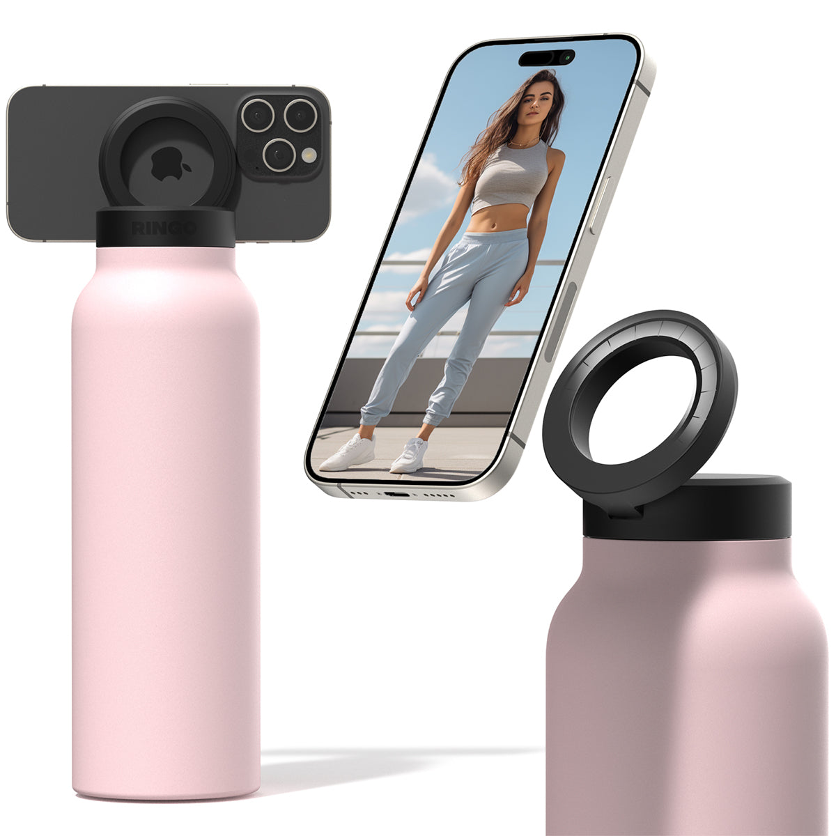 Ringo: Magnetic Phone Mount Insulated Water Bottle - Hands-Free RINGO