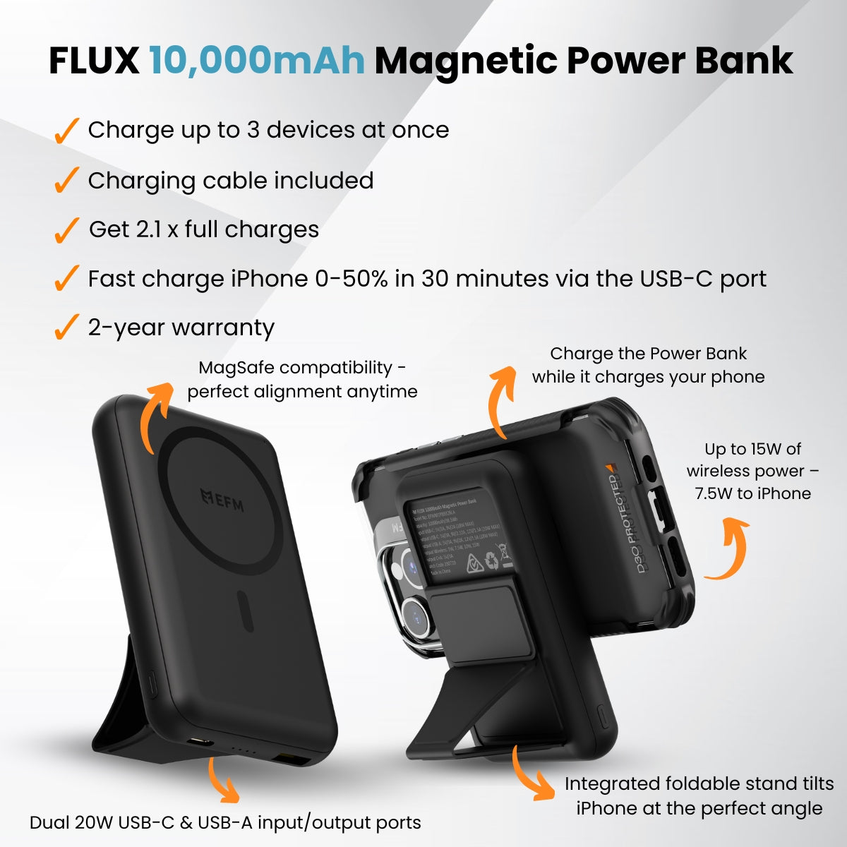 EFM FLUX 10K Magnetic Wireless Power Bank | Portable Charger EFM