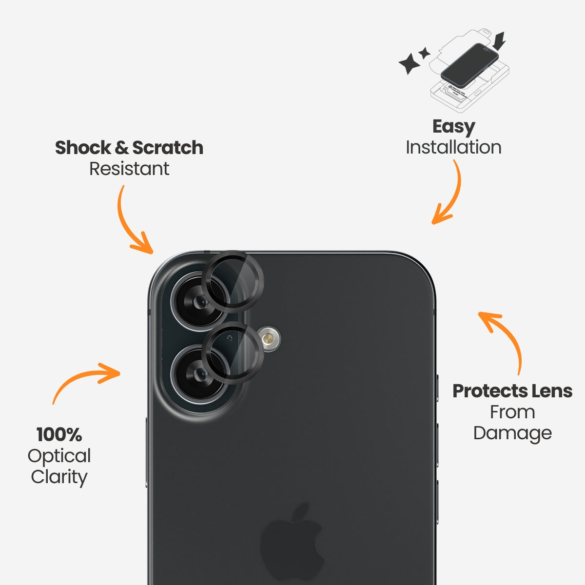 EFM Carbon Camera Lens Protector for iPhone 16 / 16 Plus