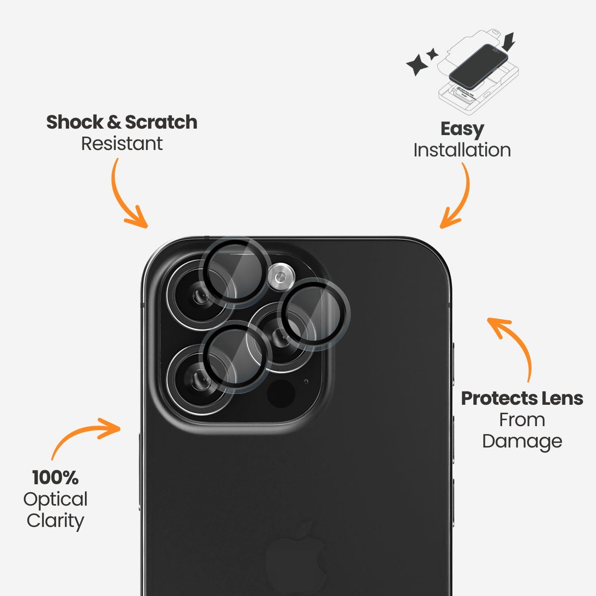 EFM Clear Camera Lens Armour for iPhone 16 Pro / Pro Max
