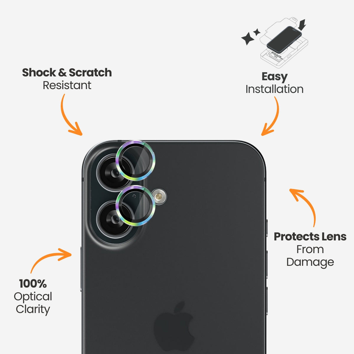 EFM Rainbow Camera Lens Armour for iPhone 16 / 16 Plus