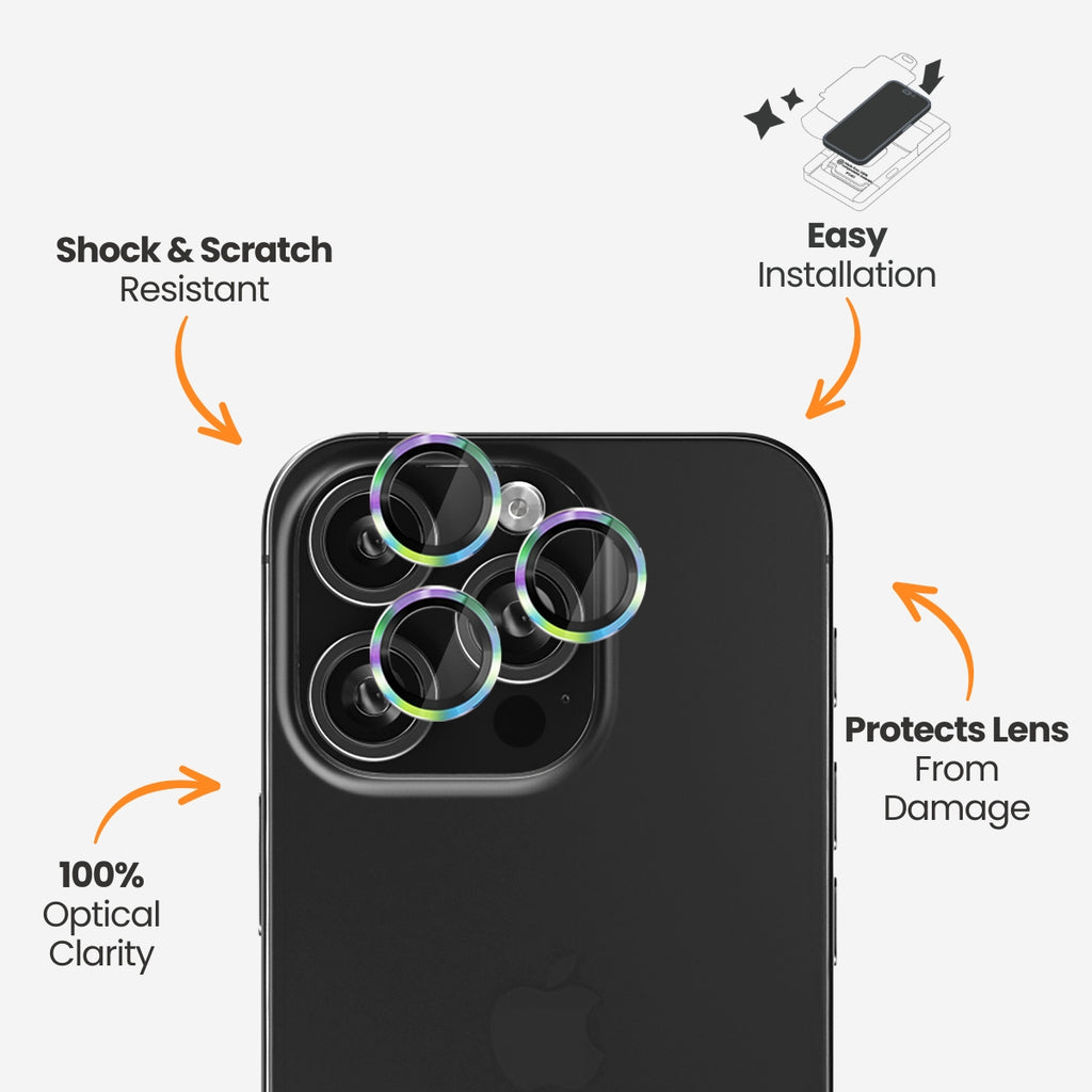 EFM Rainbow Camera Lens Armour for iPhone 16 Pro/Max