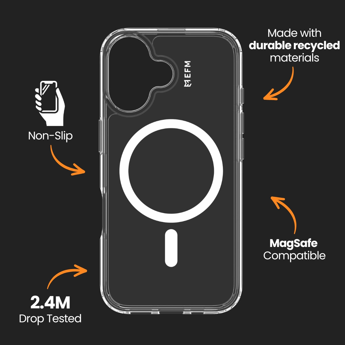 EFM Zurich Clear Case for iPhone 16 - Slim Protection