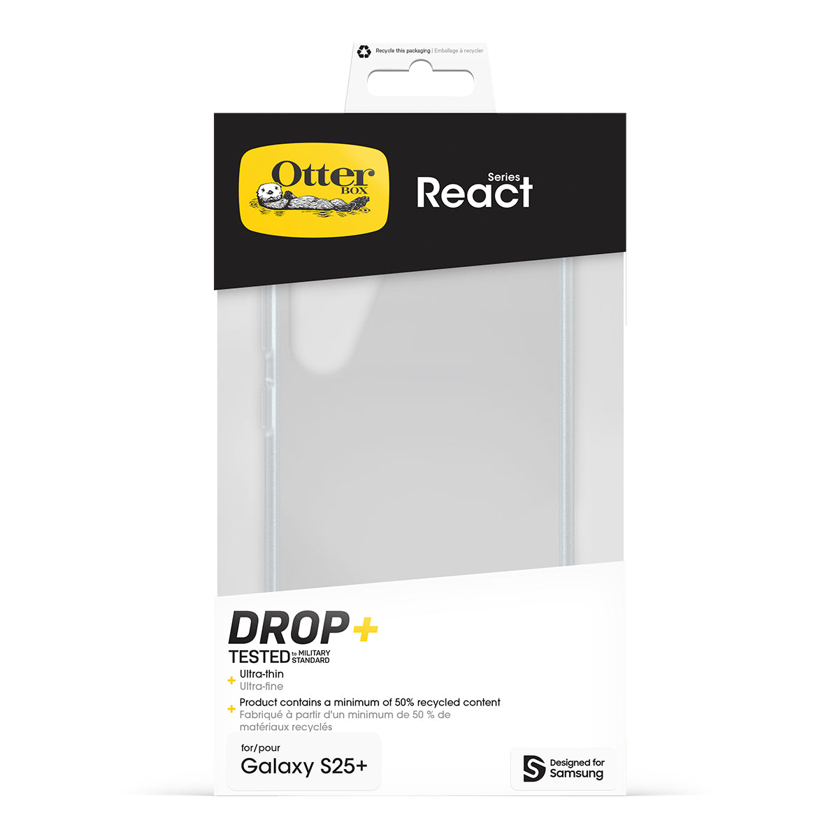 OtterBox React Clear Case for Samsung Galaxy S25+ - Slim Protection 
