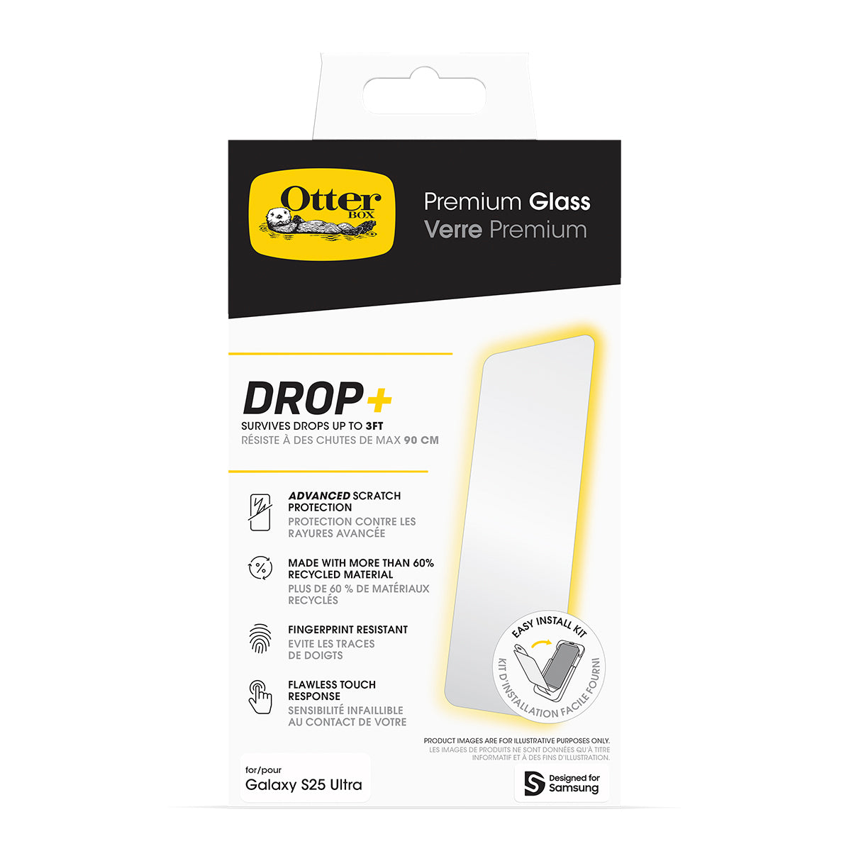 OtterBox Premium Glass Screen Protector for Samsung Galaxy S25 Ultra 