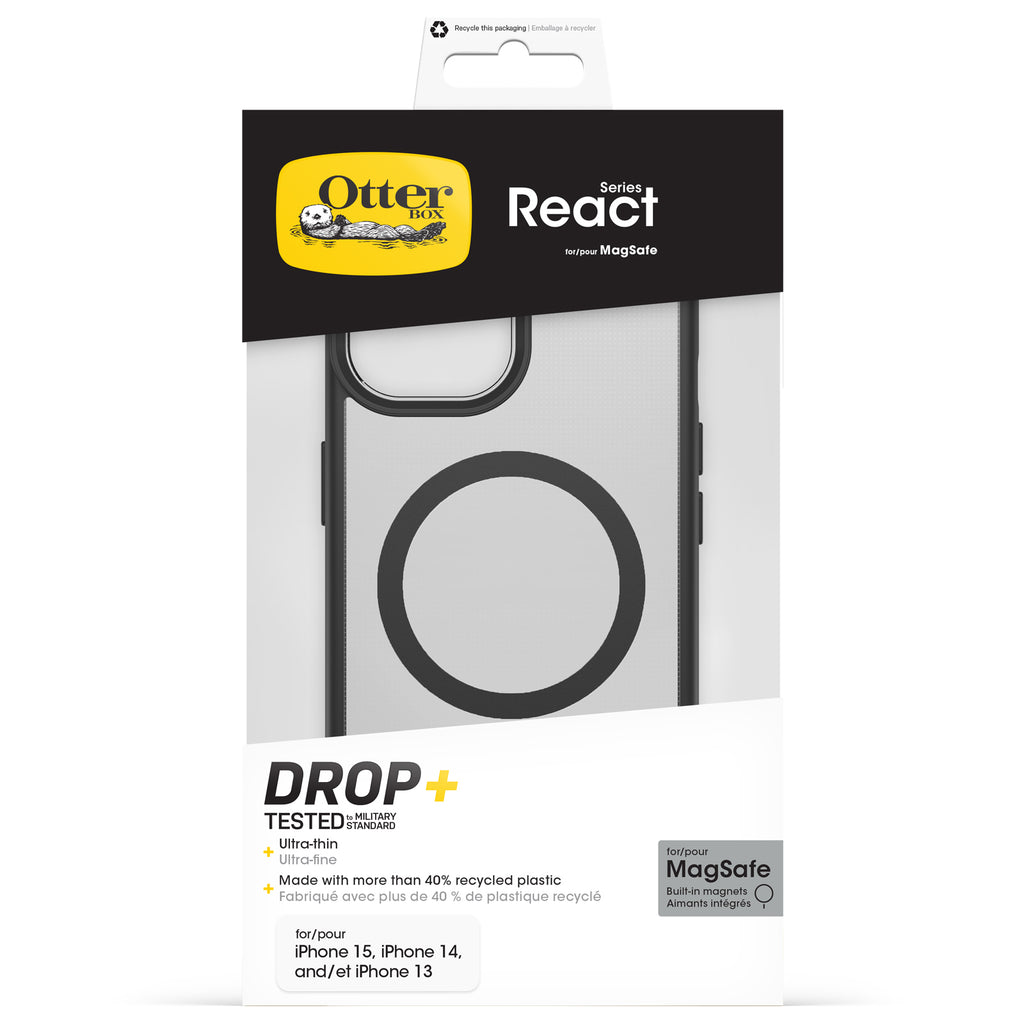 OtterBox React MagSafe Case for iPhone 15/14/13 - Clear/Black 