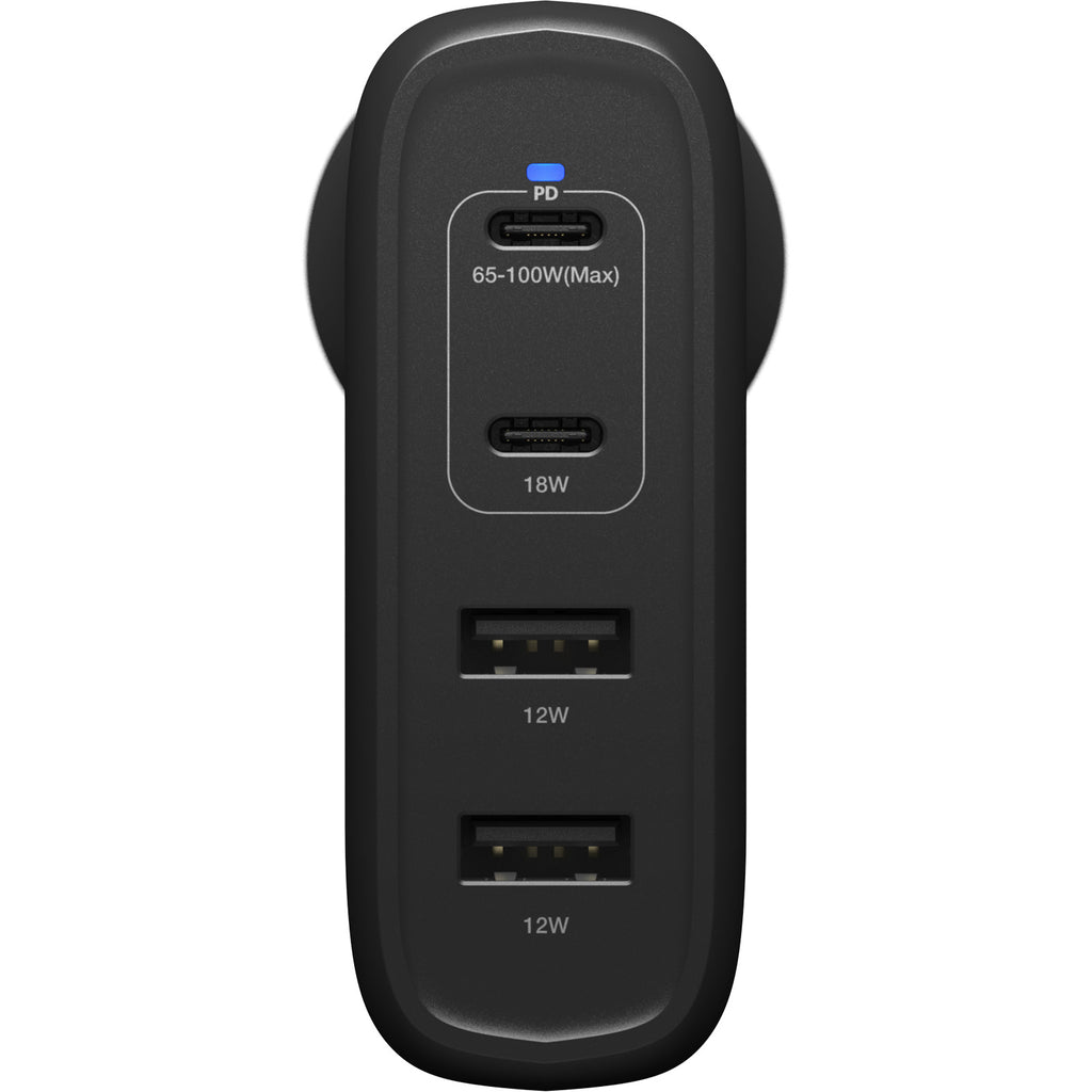 OtterBox 100W 4-Port Wall Charger - USB-C & USB-A - Black 