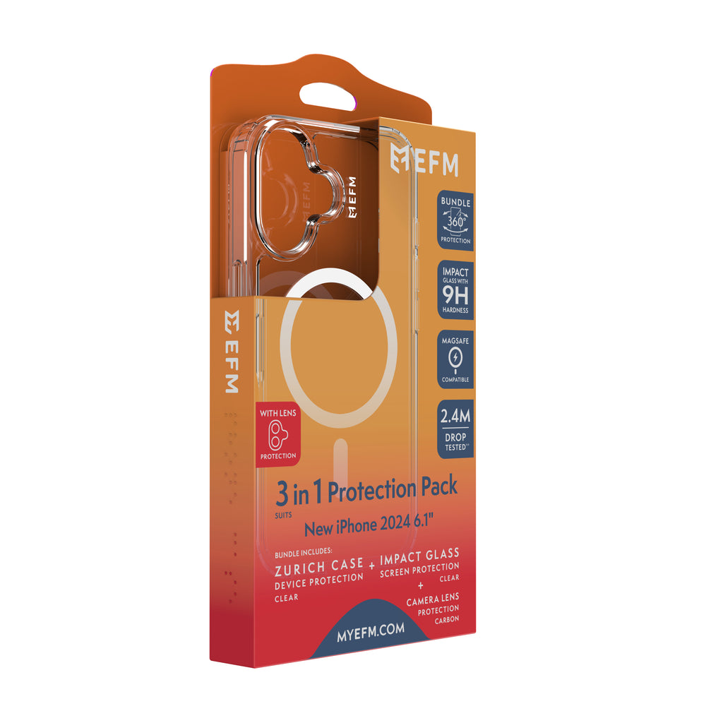 EFM iPhone 16 MagSafe Screen & Lens Impact Protection Bundle