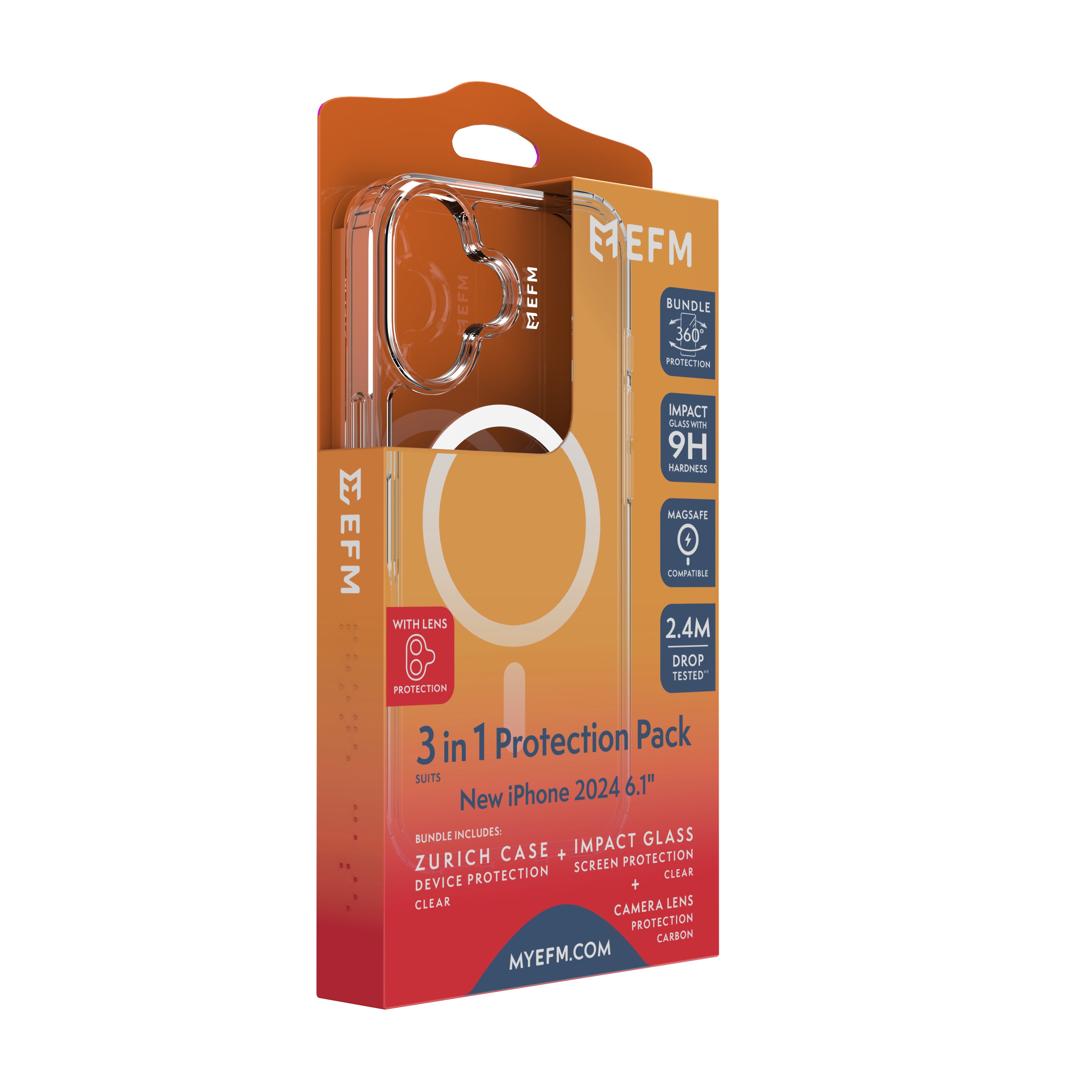 EFM iPhone 16 MagSafe Screen & Lens Impact Protection Bundle