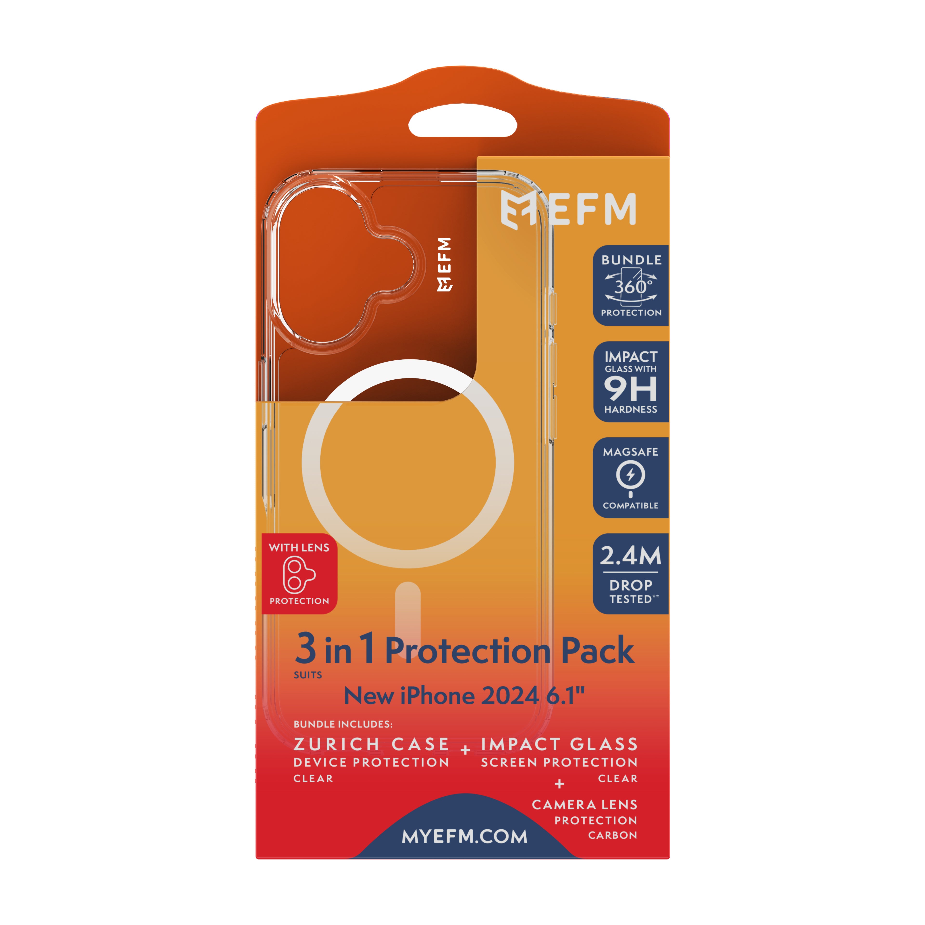 EFM iPhone 16 MagSafe Screen & Lens Impact Protection Bundle