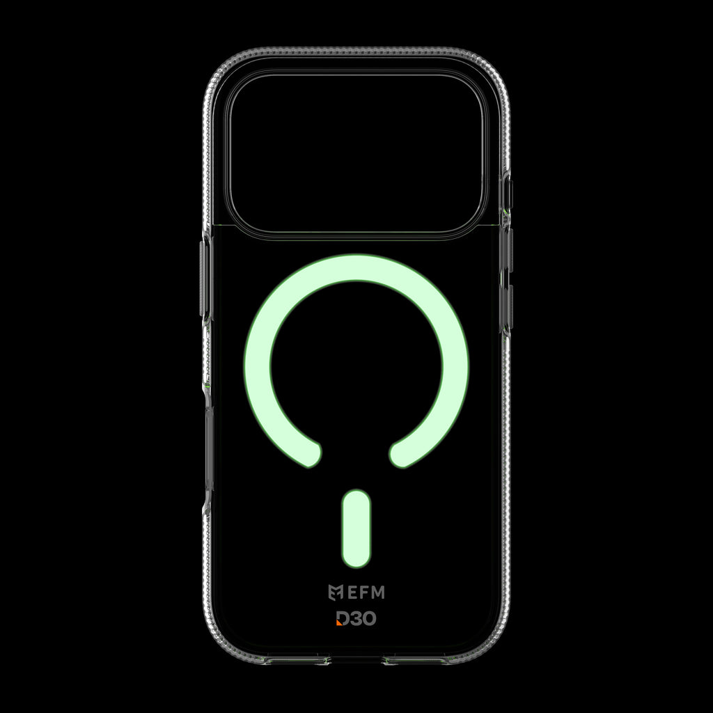 EFM iPhone 17 Pro Clear Glow-in-Dark D3O Zero Case