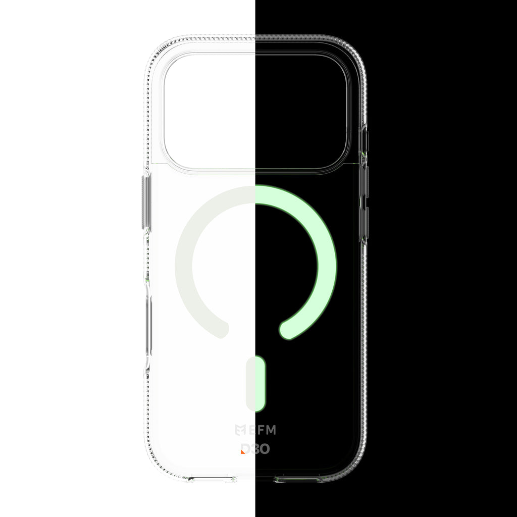 EFM iPhone 17 Pro Clear Glow-in-Dark D3O Zero Case