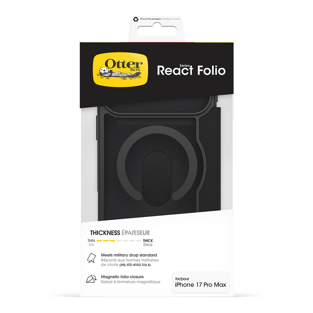 OtterBox React Folio MagSafe Case | iPhone 17 Pro Max - Black Crystal 
