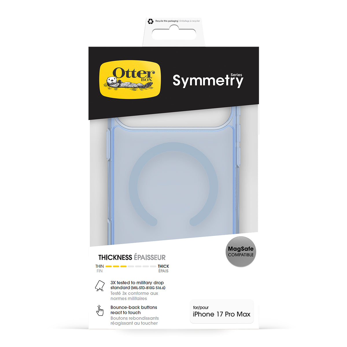 OtterBox Symmetry MagSafe Case for iPhone 17 Pro Max - Camera Control (Silver Glade Blue) 