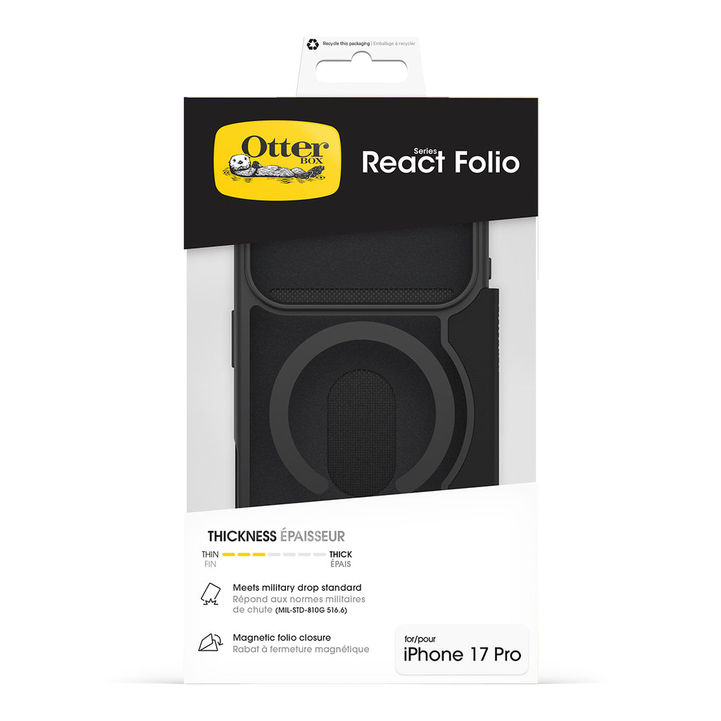 OtterBox React Folio MagSafe iPhone 17 Pro Case - Black Crystal 