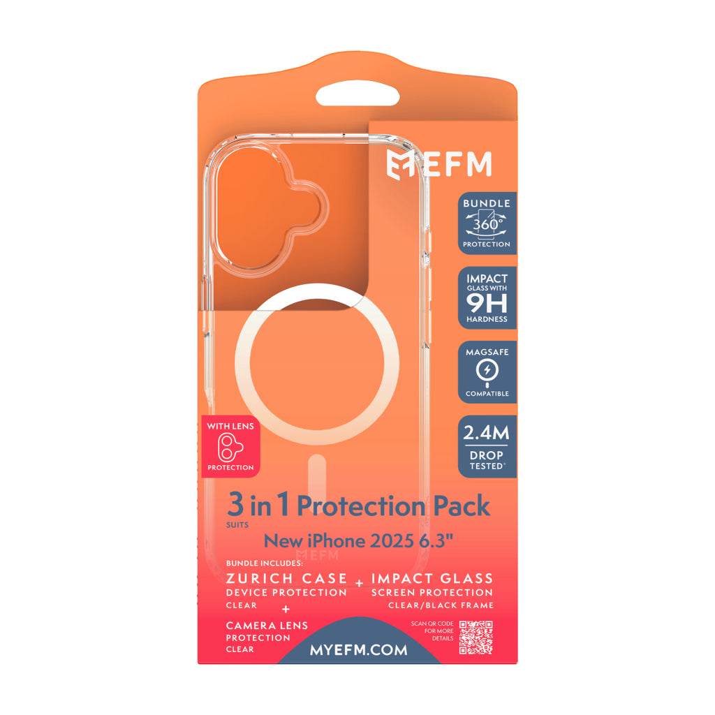 EFM iPhone 17 3-in-1 Case, Screen & Camera Protection Bundle